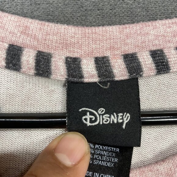 Disney Pink Mickey Mouse Print Long Sleeve Pullover Sweatshirt Hem Tie Womens L - Picture 5 of 10